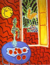 Haga click para ver la imagen ampliada red interior_ still life on a blue table.jpg